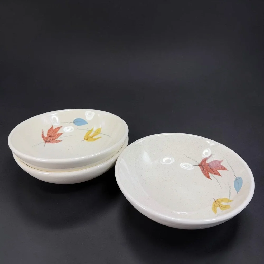 Franciscan Autumn Earthenware Fruit‎ Dishes Bowls Set of 3 MCM Leaves 5 Inch